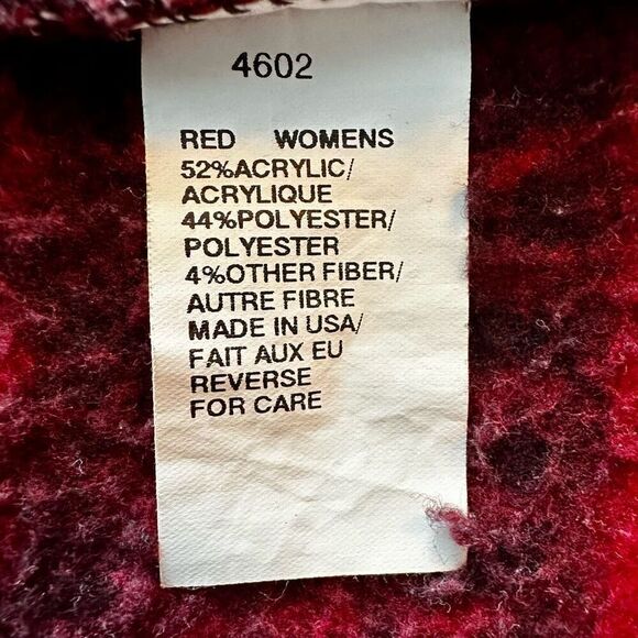 Vintage Woolrich CabinCore Red + Black Winter Print Fleece Vest Toggle Closure - Picture 8 of 8